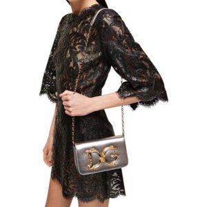 DOLCE And GABBANA DG Girls Small Metallic Napa Shoulder Bag